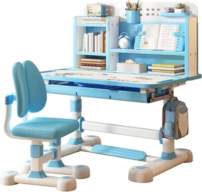 Imagen del producto de Escritorio infantil con altura ajustable, que incluye silla y set de accesorios