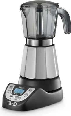 Produktbild von De'Longhi Alicia Plus EMKP 63.B Elektrische Mokkakanne für 6 Tassen, Schwarz und Silber, mit Timer, für Gerstenkaffee