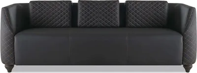Produktbild von Ledersofa 3-Sitzer Schwarz Holz Modern Design Kissen Polster Leder Couch