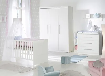 Produktbild von roba Kinderzimmerset 'Maren' 3-teilig - Bett 70x140 + Wickelkommode schmal + Kleiderschrank 3-türig