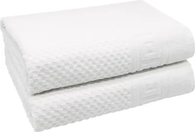 Produktbild von 2er Set Badetuch, Baumwolle, 100x150 cm, weiß mit Waffelmuster