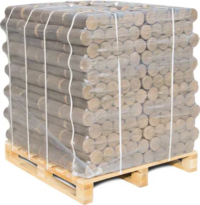 Produktbild von PREMIUM Hartholz Holzbriketts rund 96x10kg Briketts, 960kg Palette