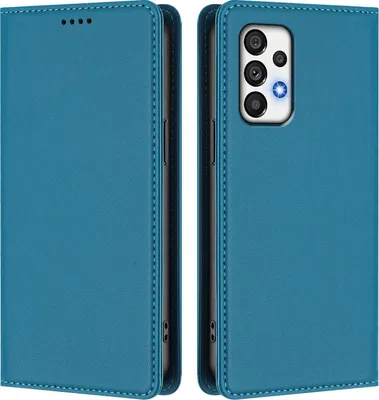 Produktbild von Handyhülle für Samsung Galaxy A72, Kunstleder Klapphülle Stoßfeste Magnetische Hülle mit Ständer Blau