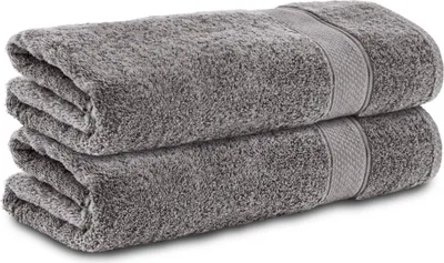 Produktbild von Komfortec 2er Set Badezimmer Handtücher, 100% Baumwolle Frottee, Anthrazit, 50x100 cm, Weich, 500g/m², Öko-Tex Standard 100