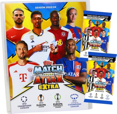 Produktbild von Topps Match Attax Karten Champions League Extra 2023-2024 - 1 Mappe + 2 Booster Sammelkarten