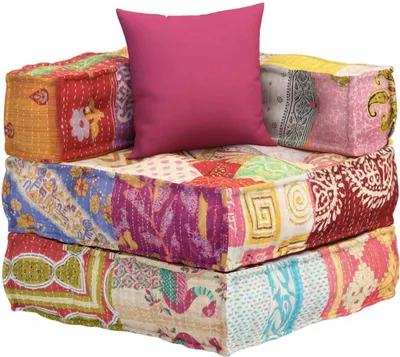 Produktbild von vidaXL Modularer Pouf mit Kissen Patchwork Stoff
