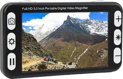 Produktbild von Digitale Handlupe, 5 Zoll Elektronische Lesehilfe Mit 2-48X Stufenloser Vergrößerung, Mehrere Farbmodi, Speicherwiedergabefunktion, Dual Verwendung