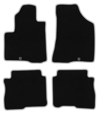 Obrázek produktu pro Velurové autokoberce pro: Hyundai SantaFe II 2006-2012 (SUV) – sada 4 ks, černo-stříbrné, na míru – Wielganizator CARLUX