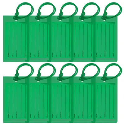 Image de Ensemble de 10 valises de voyage avec étiquettes d'identification, de couleur vert foncé