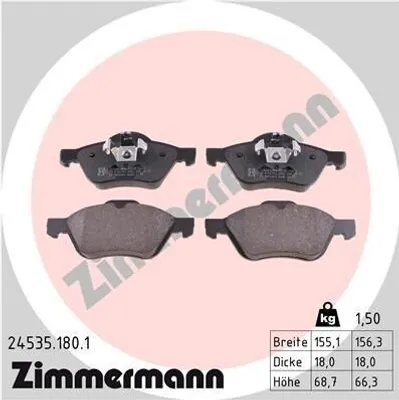 Produktbild von ZIMMERMANN Bremsbeläge Satz Vorne Bremsklötze für RENAULT Clio III Schrägheck (BR0/1, CR0/1) 24535.180.1