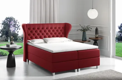 Obrázek produktu pro Boxspringová postel s prošívaným čelem 160x200 JUTTA - červená + topper