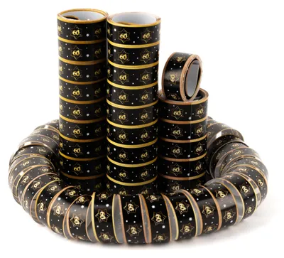 60. Geburtstag Luftschlangen Schwarz/Gold, 27 Stück