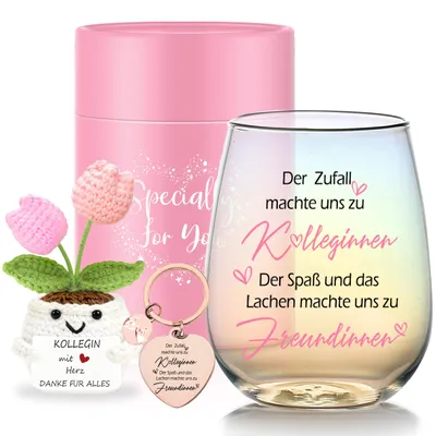 Weinbecher-Set Abschiedsgeschenk Kollegen 480 ml Glas Rosa