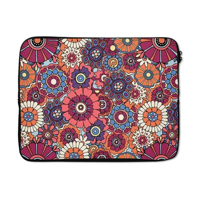 Produktbild von MuchoWow® Laptop Hülle 15 Zoll Vintage - Muster - Blumen - Pflanzen Laptoptasche - Laptoptasche - Sleeve - Rundum-Schutz