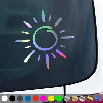 Produktbild von PantherPixel Sonne Aufkleber Sonnenschein Strand Meer Camping Sticker Auto Geschenkidee Farbe Oilslick-Hologramm