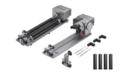 Two laser engraver rotary roller attachments are displayed on a white background.
