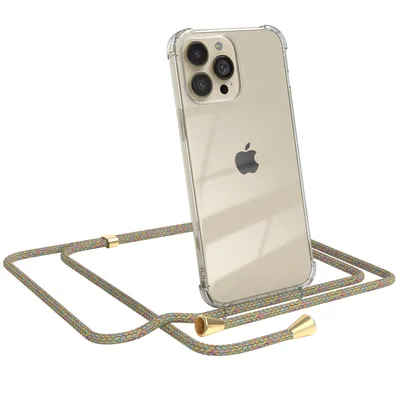 Produktbild von EAZY CASE Handykette kompatibel mit Apple iPhone 13 Pro Max, Handyhülle mit Umhängeband, Handykordel, Schutzhülle Clear, Band in Bunt