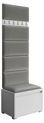 Produktbild von MIRJAN24 Garderoben-Set Grawis 60, Schuhschrank und Kleiderhakenbrett, 6 Stück gepolsterte Wandpaneele 60x30 (Weiß + Polo 894)