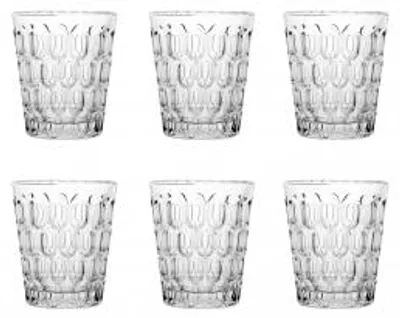 Produktbild von H&H Set mit 6 Gläsern, geblasen, aus transparentem Glas, Fassungsvermögen 32 cl