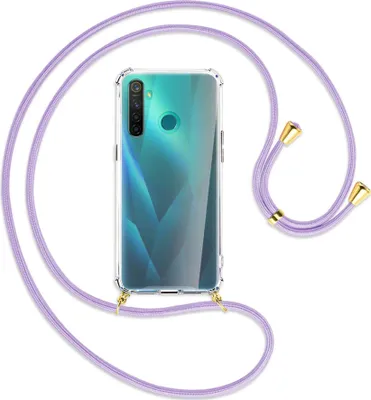 Produktbild von Handykette Backcover-Schutzhülle mit Band (Metall goldfarben) für Realme 5 Pro - violett