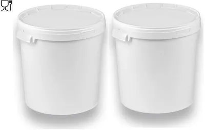 Produktbild von SILPLAST Eimer mit Deckel 30L x 2 Kunststoffeimer 30 Liter lebensmittelecht stapelbar Plastikeimer leer Weiß