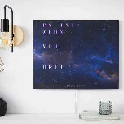 Produktbild von WordClock Jupiter Beyond Space - elegante Wortuhr in Deutsch - LED Wanduhr