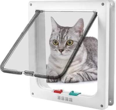 Produktbild von Katzenklappe mit 4-Wege-Magnet und Chip – Ideal für Haustiere