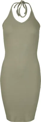 Produktbild von Urban Classics Mittellanges Kleid Damen Ladies Rib Jersey Neckholder Dress oliv M
