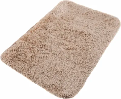Immagine prodotto di Tappeto da bagno Bagno Shaggy Pile Alto Pile Lungo Antiscivolo Beige Microfibra 50 x 80 cm