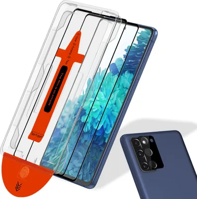 Obrázok produktu pre 2-balenie Samsung S20 FE Ochranné sklo na displej & 1-balenie ochrana objektívu - Tvrdené sklo | [Automatická inštalácia] - Bez bublín