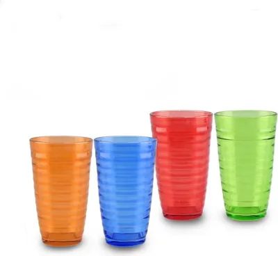 Produktbild von Trinkgläser Wassergläser Saftgläser 4er Set Bunt 450ml Longdrink R76