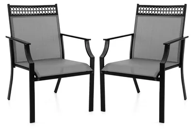 Image de Chaises de jardin - Chaises de terrasse - Chaises de balcon - Chaises d'extérieur - Ensemble de 2 chaises de jardin - Assise large