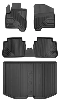 Produktbild von Gummi-Fußmatten für Citroën C3 Picasso 2008-2017 (Minivan, oberer Ladeboden) – 4-tlg, Schwarz, passgenau – Wielganizator