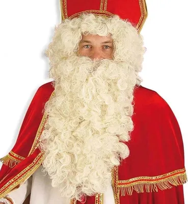 Produktbild von Set Bischofskostüm mit Bart, Sankt Nikolaus, Weihnachtsmann, rotes Samtkostüm