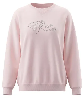 Produktbild von Damen Sweatshirt rosa Größe L langärmelig mit Rundhalsausschnitt und Strickstruktur