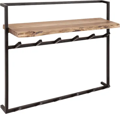 Produktbild von KAWOLA Garderobe RAICA Akazie Metall Hutablage 12 Haken schwarz