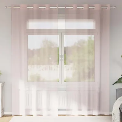 Produktbild von Möbel Voile Vorhänge mit Ösen 2 Stk. Hellrosa 140x225 cm - Gardinen & Vorhänge &57226