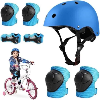 Immagine prodotto di Set di protezioni per bambini - 5 pezzi - Pattini a rotelle - Protezioni per ginocchia e avambracci - 3-11 anni - Ciclismo e skateboard.
