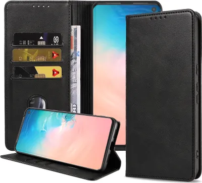 Obrázek produktu pro Smartphonica Samsung Galaxy S10 Plus pouzdro z umělé kůže s magnetickým zavíráním a držáky na karty typu kniha - černé