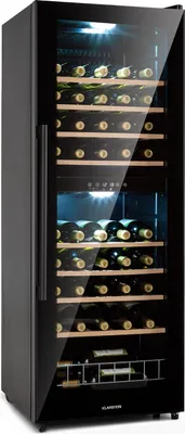 Obrázok produktu pre Klarstein vinotéka, slim, 2-zóny, sklenené dvere, UV ochrana, 5-18 °C, 54 fliaš