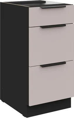 Produktbild von Küchen Unterschrank 40 cm Küche ARONA Kaschmir beige matt + Schwarz matt Soft-Close Küchenzeile Küchenblock