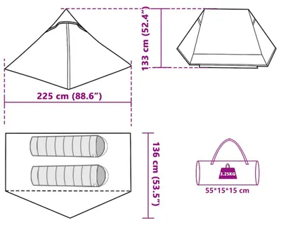 Produktbild von vidaXL Campingzelt 2 Personen Blau Wasserdicht