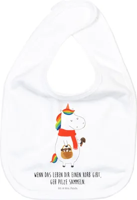 Produktbild von Mr. & Mrs. Panda Lätzchen Einhorn Pilz - Weiß - Geschenk, Schlabberlatz, Sabber, Unicorn, Für Babys, Sabberlätzchen, Pilze, Einhörner, Motivation, Spruch, Babylätzchen