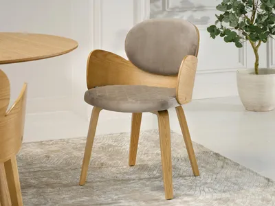 Produktbild von Designer-Esszimmerstuhl RAWAN – Eiche/Beige