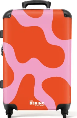 Produktbild von NoBoringSuitcases.com® Großer Koffer - Rosa mit roten Flecken - Kombinationsschloss TSA - Hartschalen Trolley 4 Rollen - 72 liter - Reisekoffer - 66 cmKoffer Mittelgroß 67x43x25 cm, 72L,