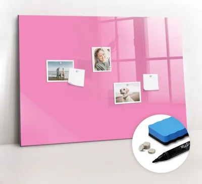Produktbild von Magnetpinnwand Memoboard - Zubehörsatz - Schwarzer Marker + Schwamm + Magnete - 100 x 70 cm - Pinke Farbe