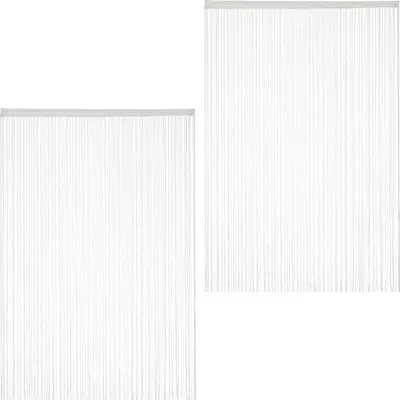 Produktbild von Relaxdays Fadenvorhang im 2er Set, kürzbare Fadengardinen mit Stabtunnel, 145 x 245 cm, Türgardine & Raumteiler, weiß