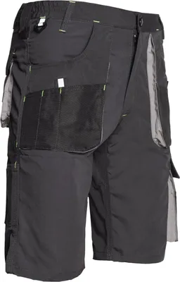 A pair of work shorts shown from the front.
