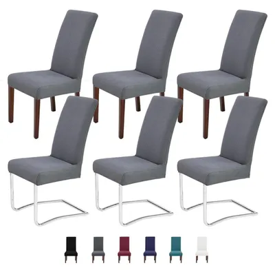 Produktbild von Stuhlhussen 6er Set Grau für Schwingstühle, abnehmbar, waschbar, Stretch