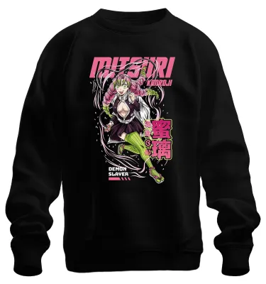 Immagine prodotto di Mitsuri Kanroji Demon Slayer Love Hashira Anime Manga Pink Kawaii Unisex Felpa Pullover, Nero, L